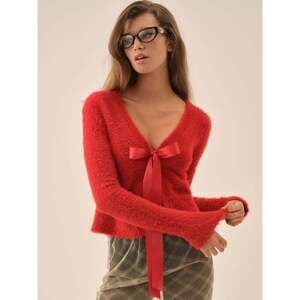 For Love & Lemons Tayla Knit Cardigan S / Red